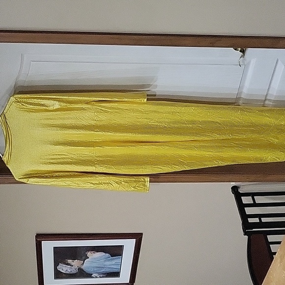 Women Yellow Deep V Neck Jumpsuit P Long Sleeve Bodysuit XL - Picture 4 of 6